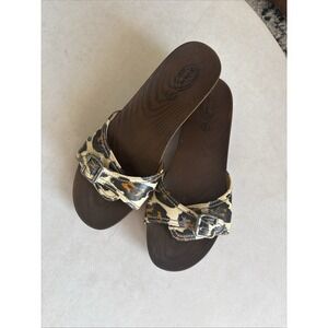 Dr. Scholl's Leopard Print Slide Sandals in Brown, Black and Cream